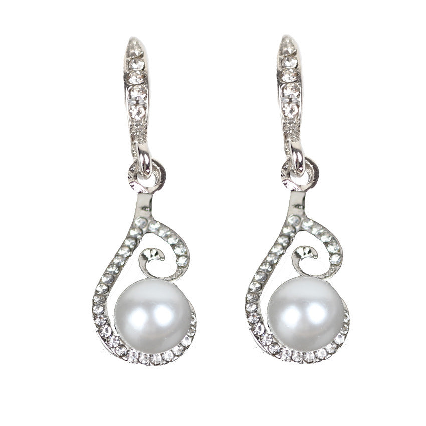 Diamond Pearl Drop Necklace Jewelry Set