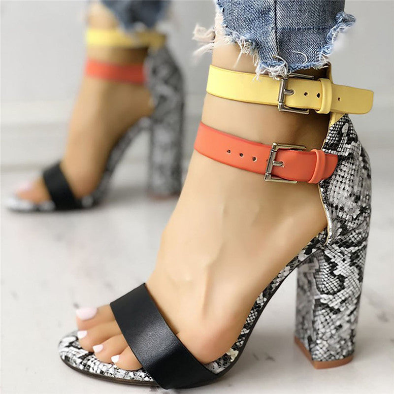 Thick-heeled Straps