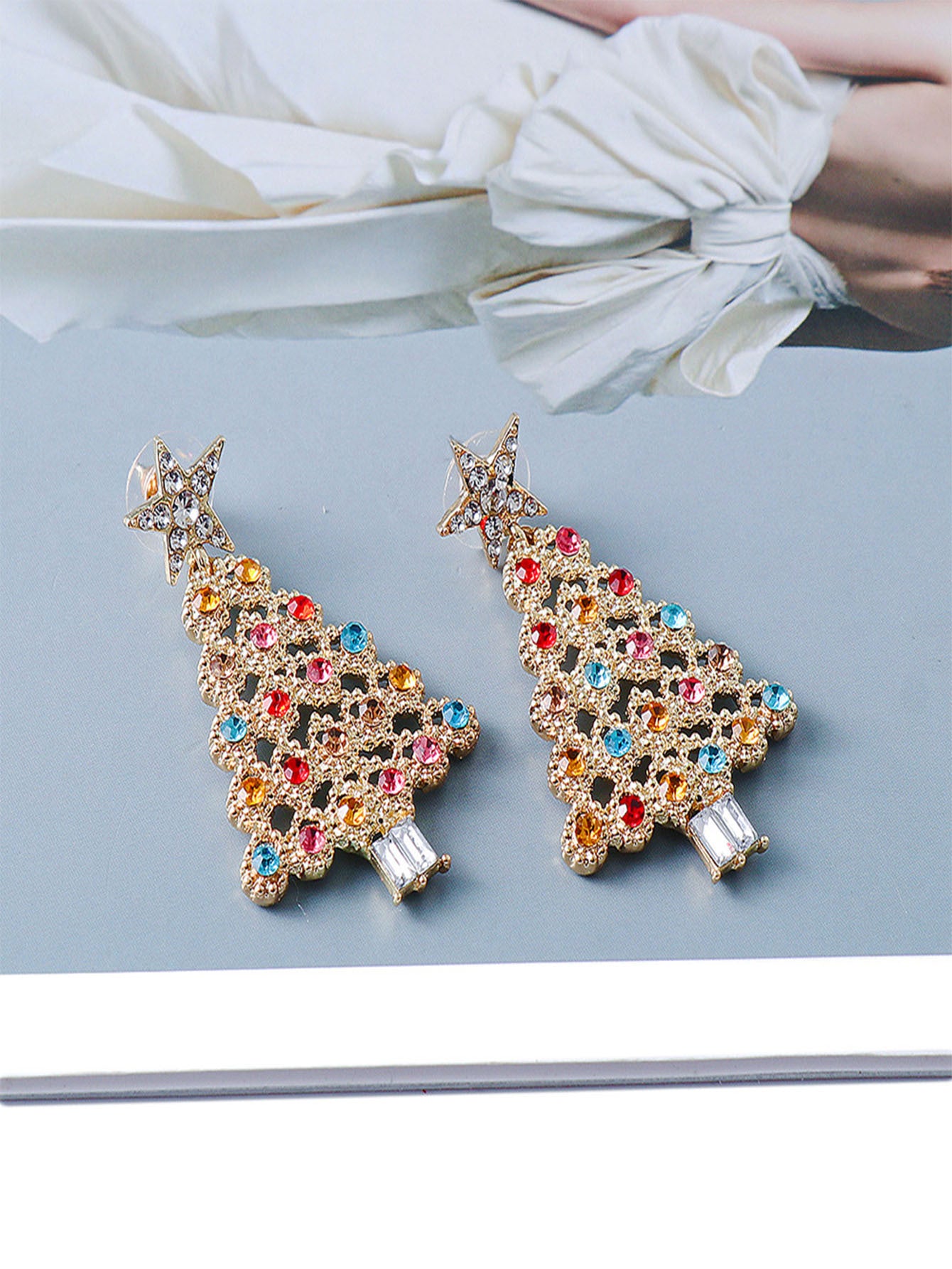 Crystals Christmas Tree Earrings