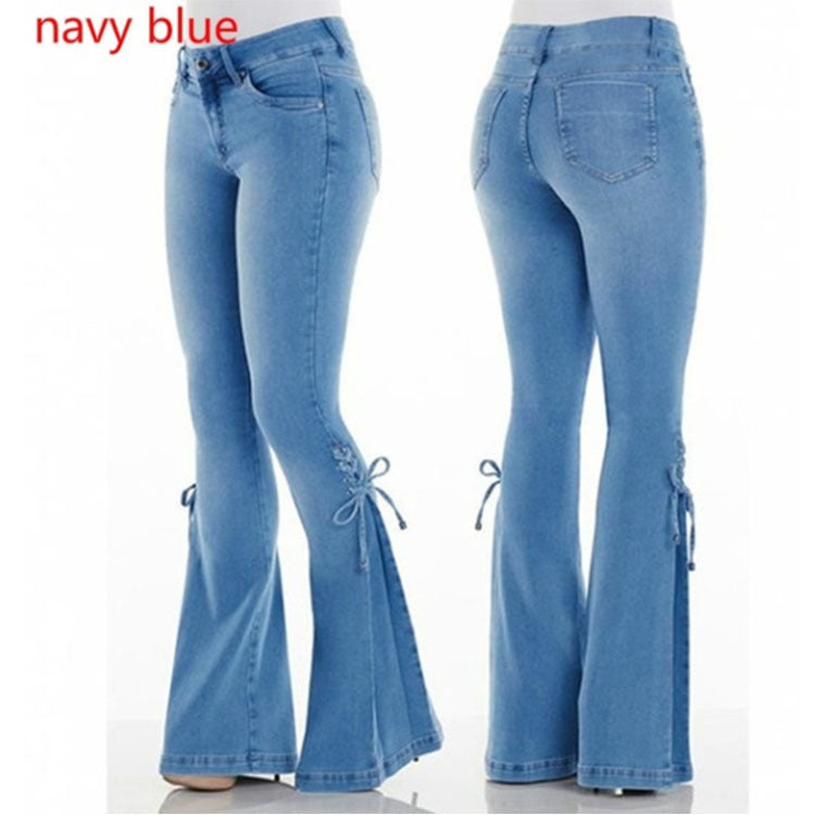 Mid-waisted denim stretch jeans
