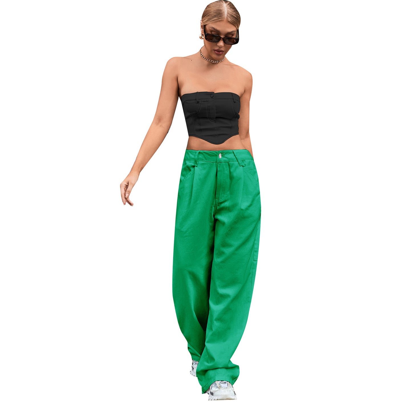 Trendy High Waist Loose Trousers