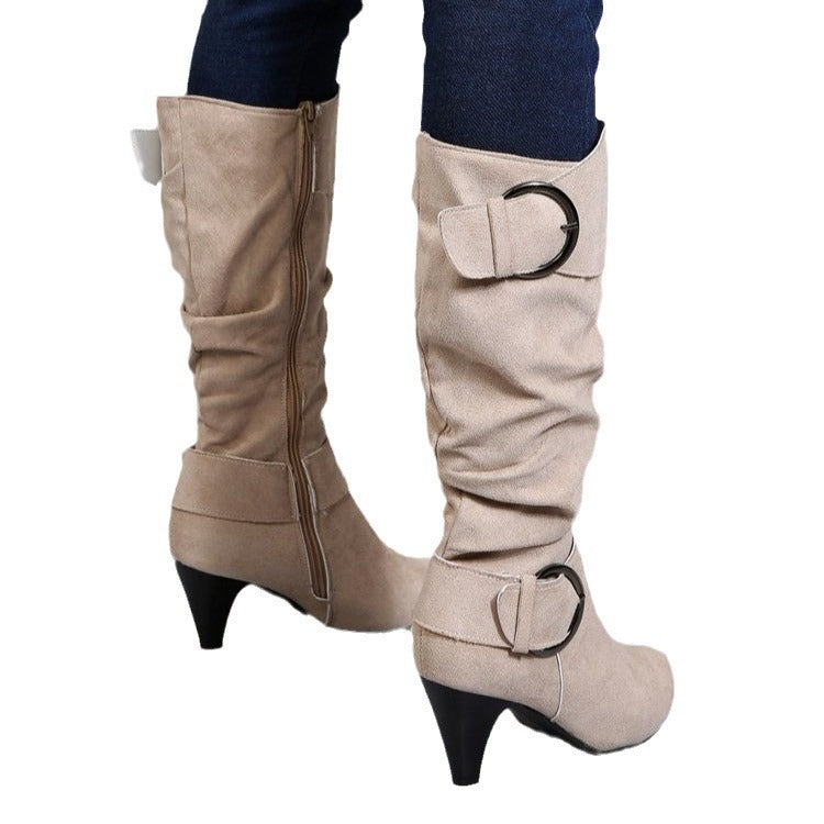 Straight Belt Buckle Knight Boots