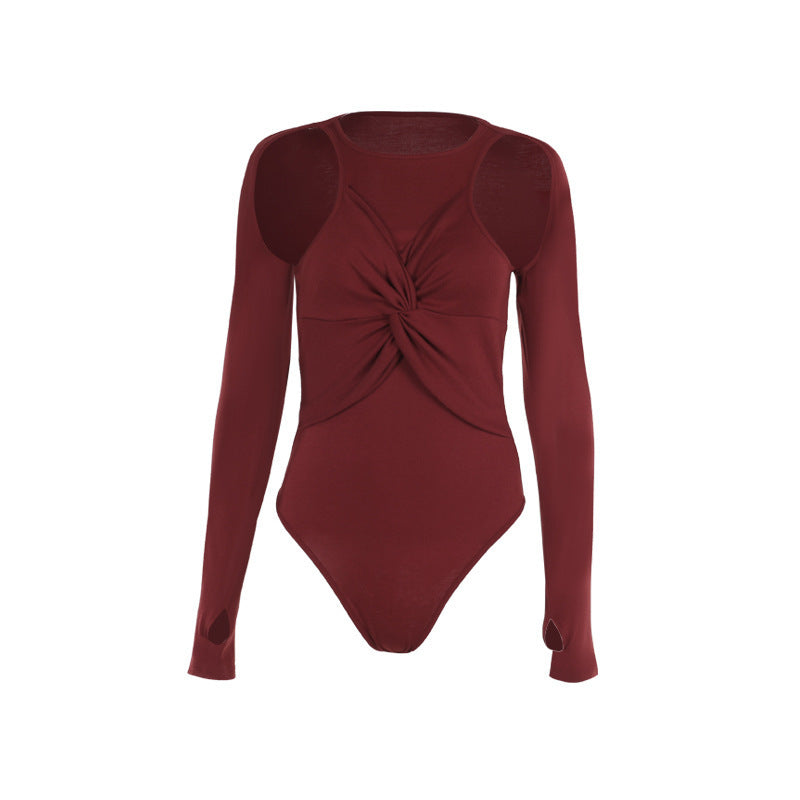Off-the-shoulder Twisted Long Sleeve Jumpsuit