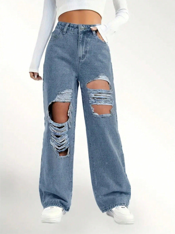 Fashion Ripped High Waist Jeans