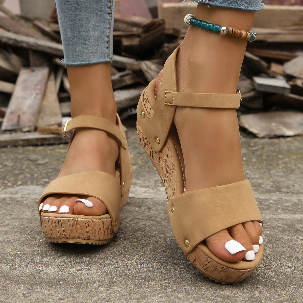 Buckle Rubber Sole Sandals