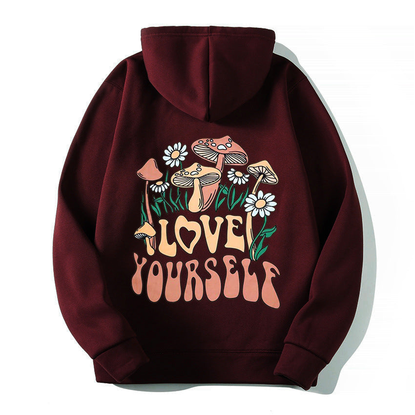 Loose Mushroom Slogan Hoodie