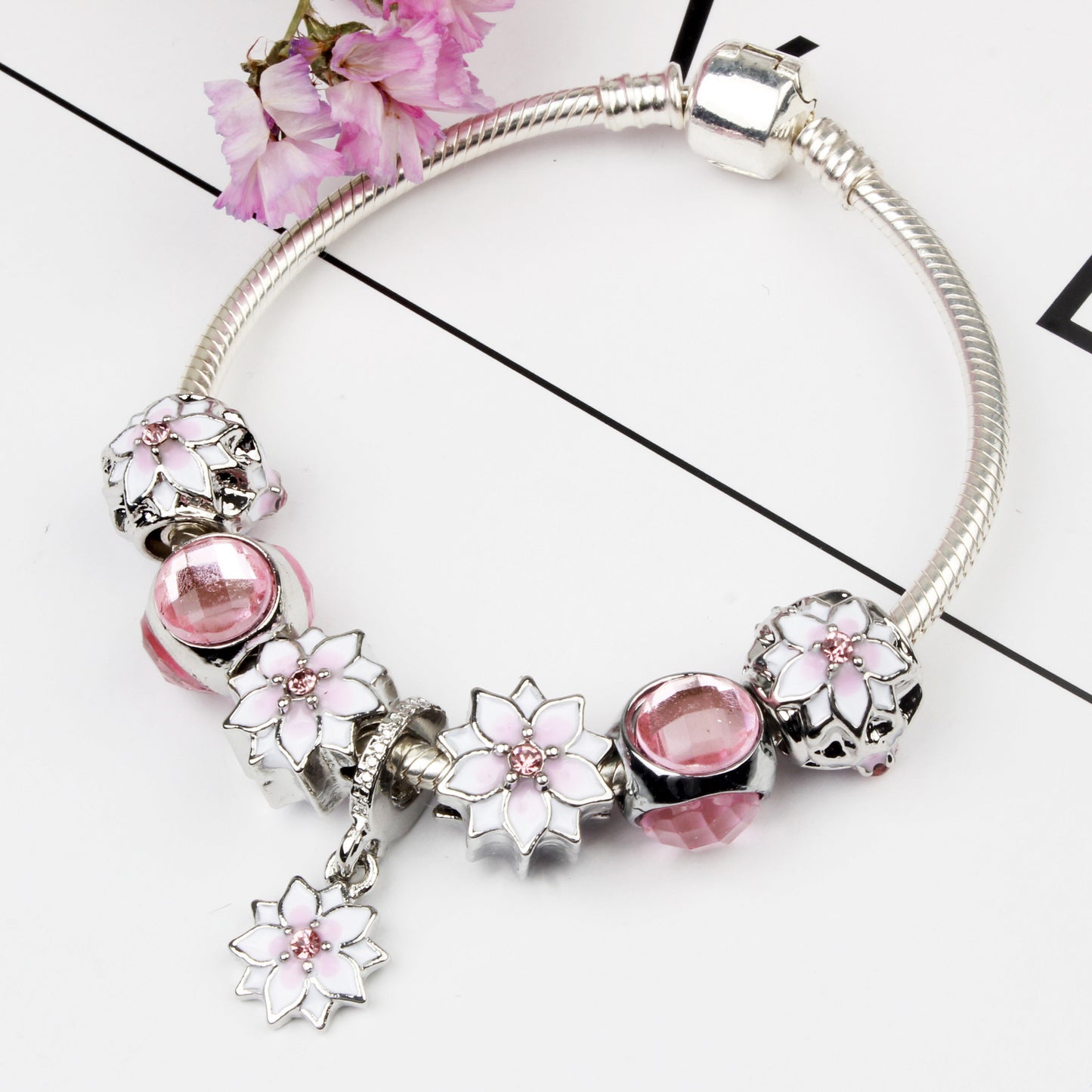 Magnolia alloy bracelet