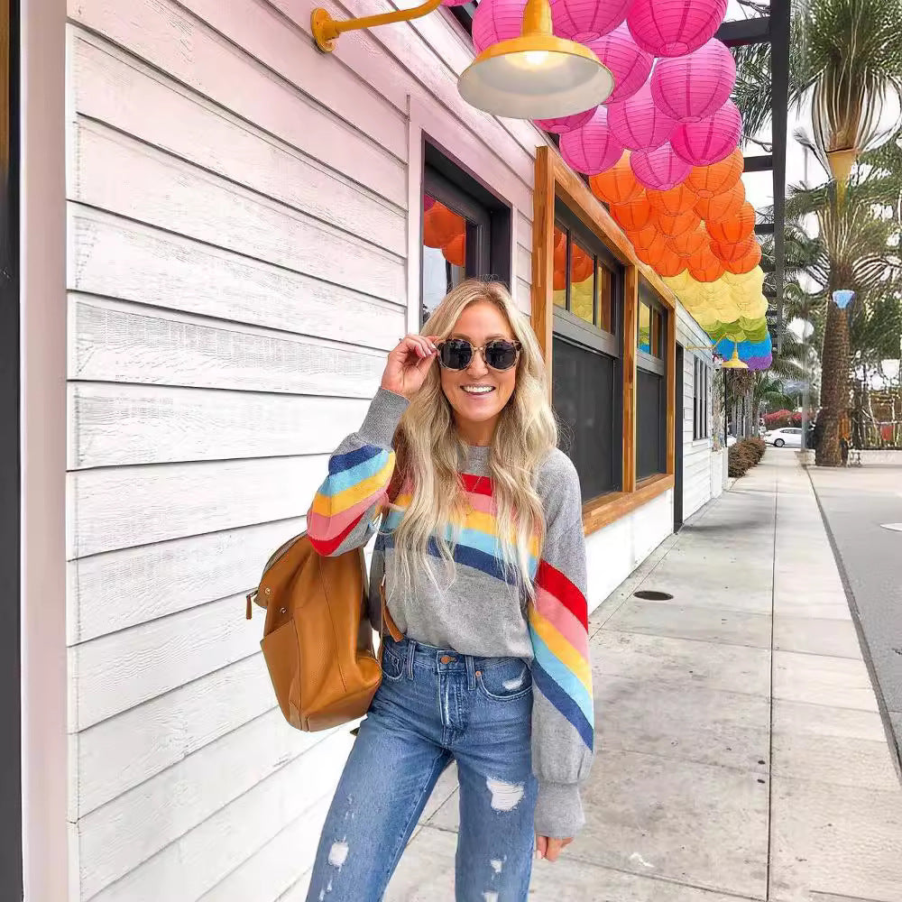 Rainbow Pullover Casual Long Sleeve