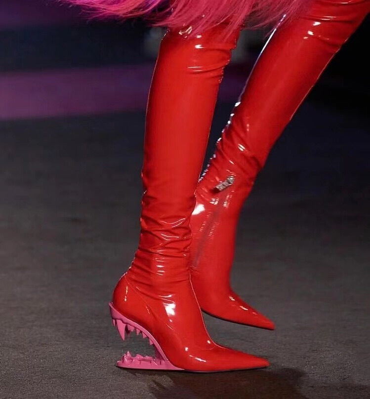 Patent Leather Stretch Boots