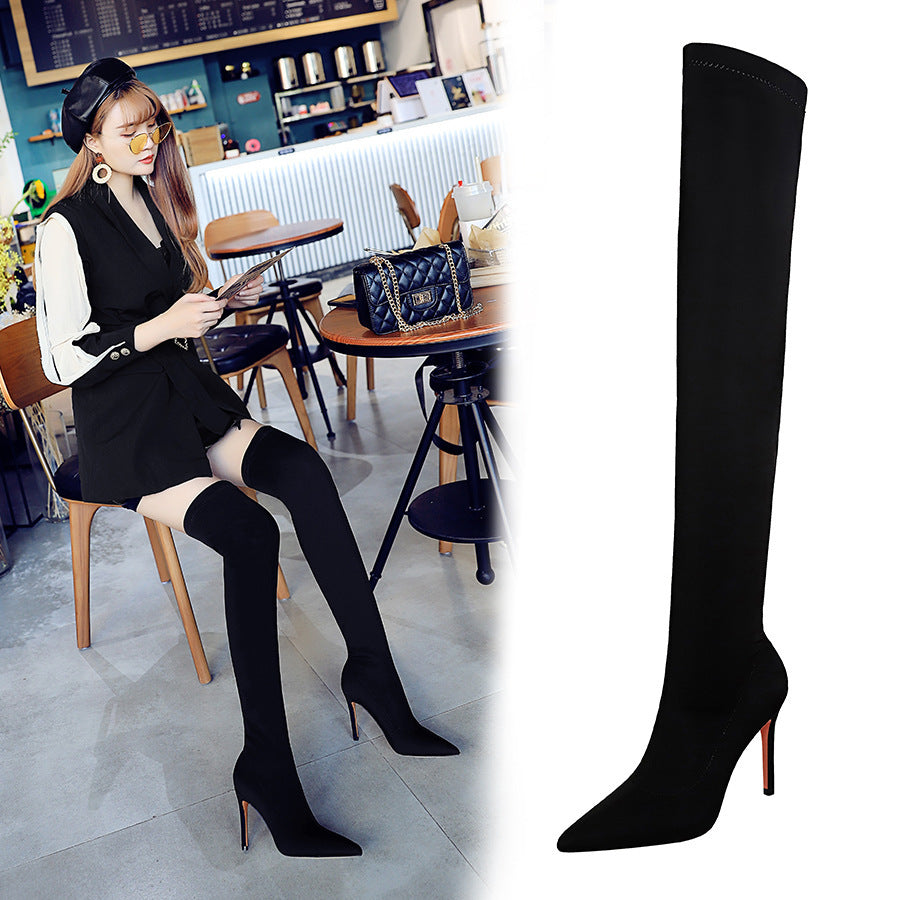 Pointed-toe Over-the-knee Boots