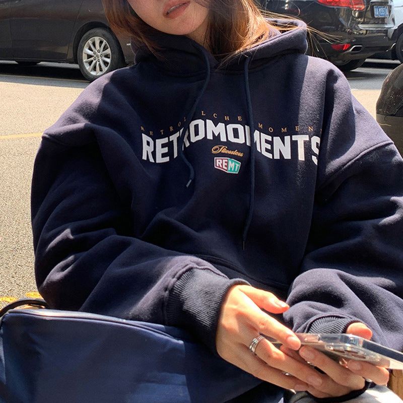 Velvet Hooded Sweatshirt
