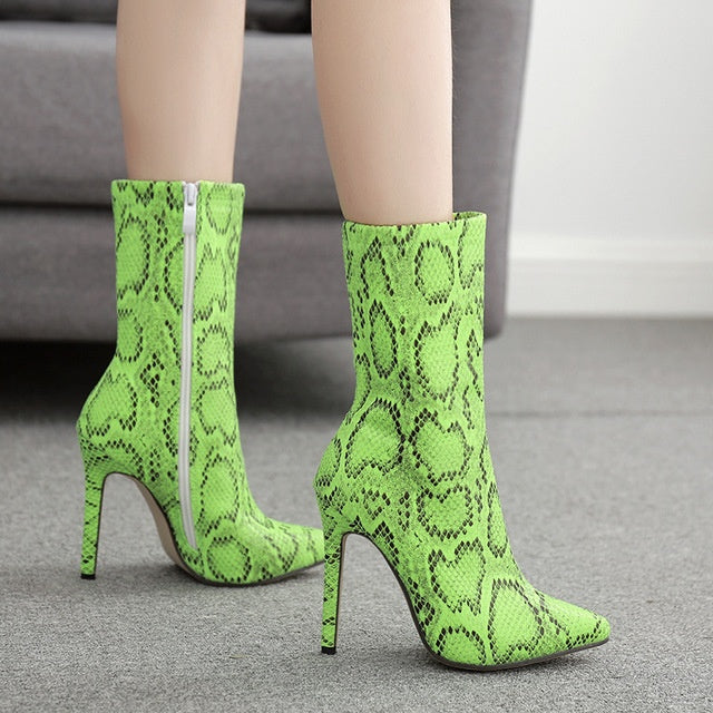 Snake pattern stiletto heels