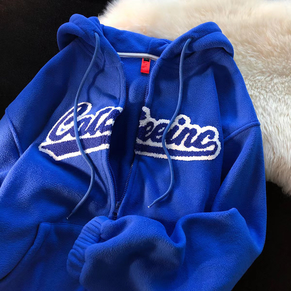 Polar Fleece Hooded Zipper Fleece-lined Cardigan Outerwear