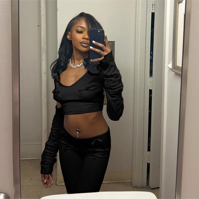 Temperament Leisure High Waist Cropped Suit
