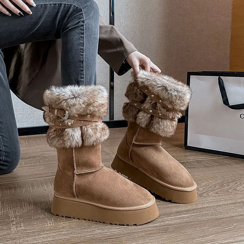 Fleece-lined Platform Padded Boots