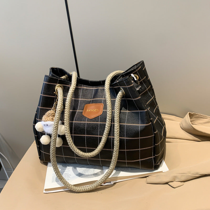 Check Pattern Bag Large Capacity