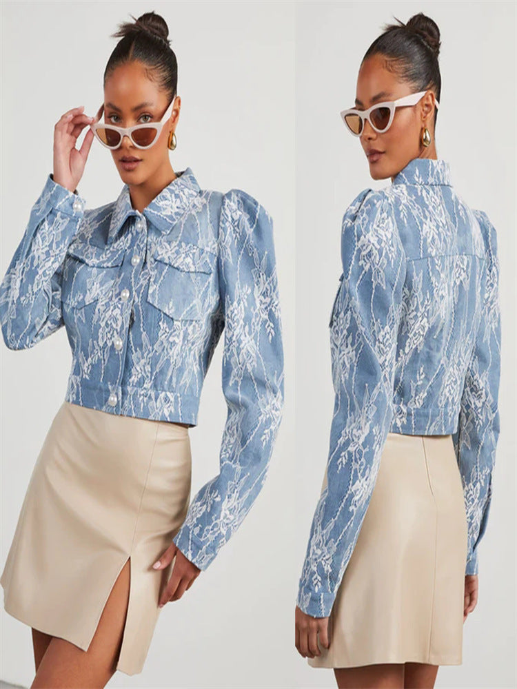 Floral Lace Denim Jacket