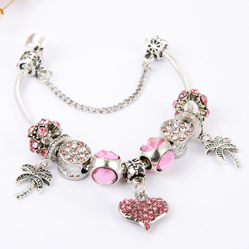 Peach Heart Pendant Bracelet
