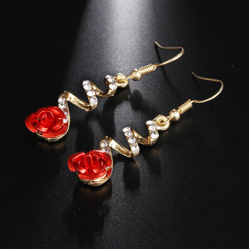 Rose flower earrings