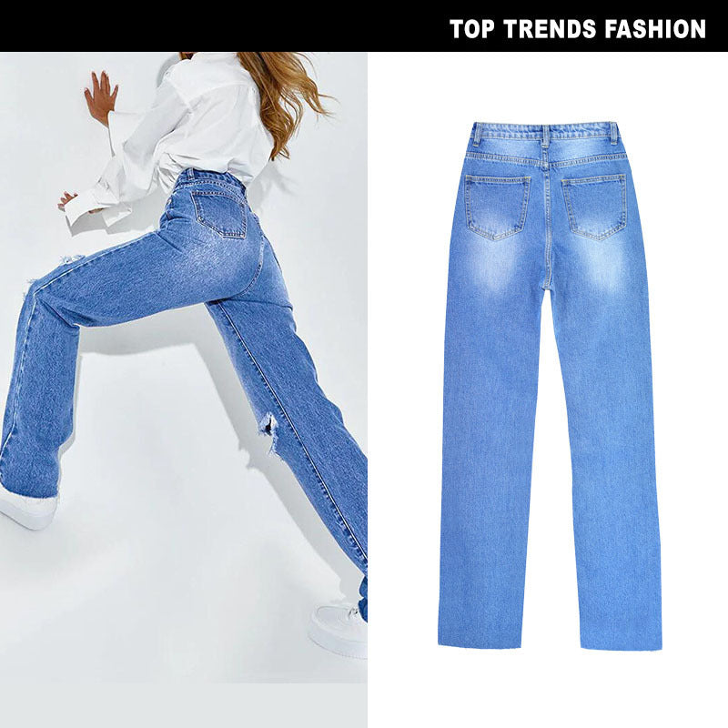 Straight Ripped Jeans