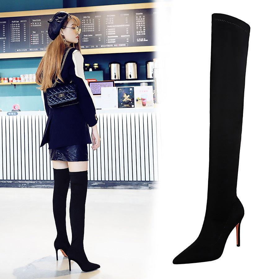 Pointed-toe Over-the-knee Boots