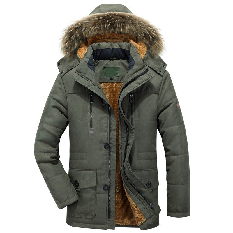 Fleece-lined Military Coat For Men