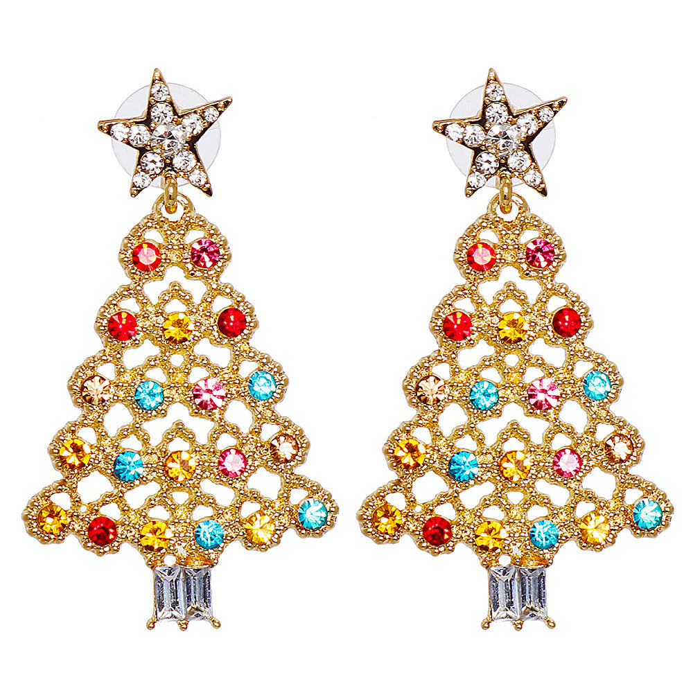 Crystals Christmas Tree Earrings