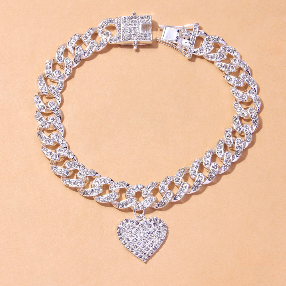 Diamond Heart Pendant Anklet