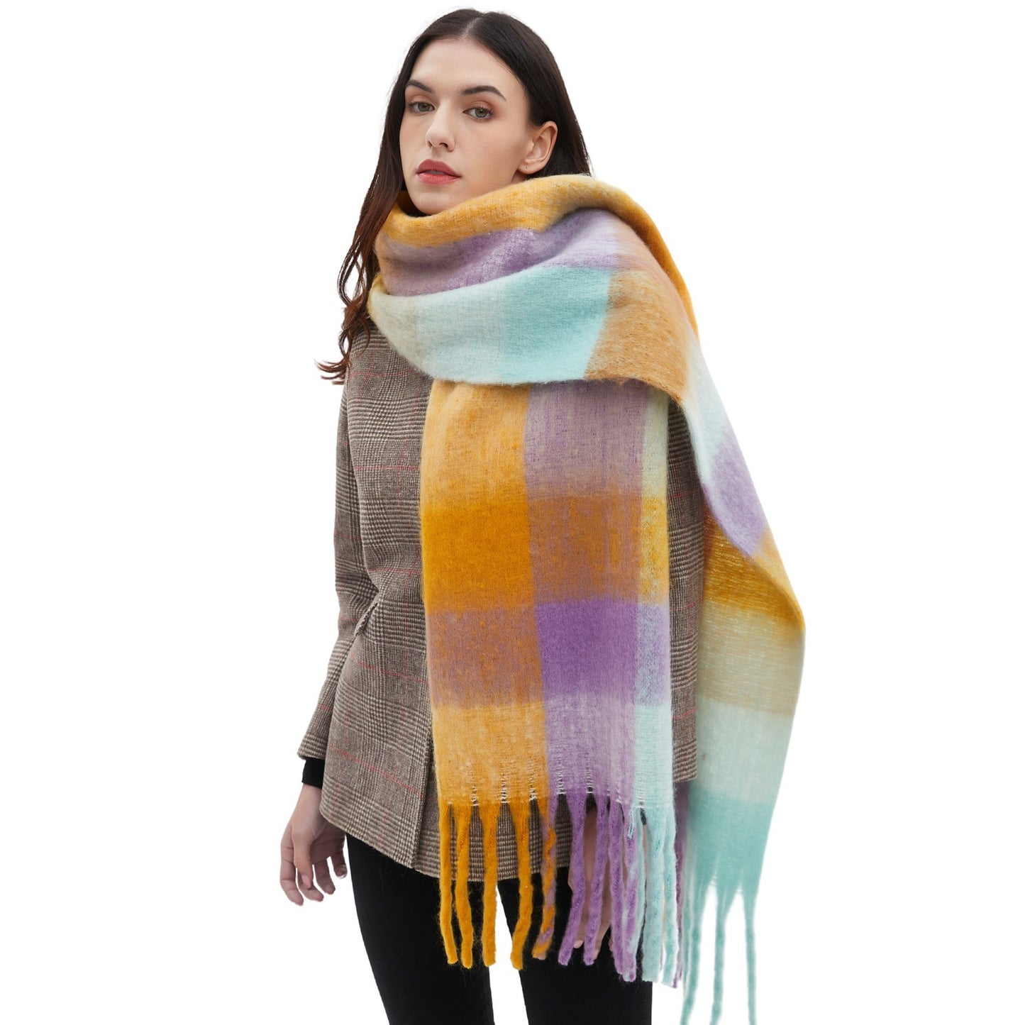 Tassel Plaid Scarf