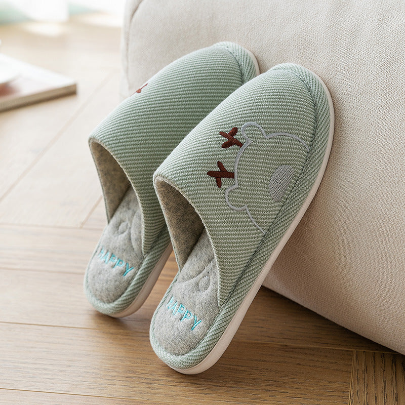 Linen Slippers House Shoes