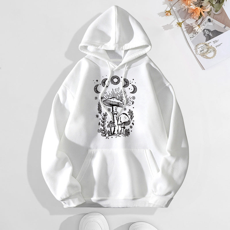 Wrap Collar Velvet Thickened Hooded Sweatshirt