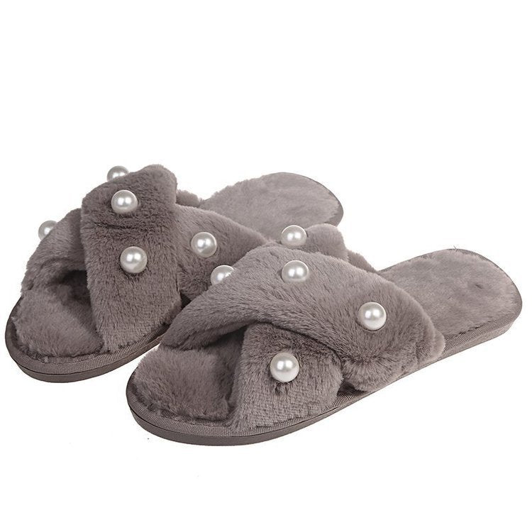 Warm Pearl Cross Slippers