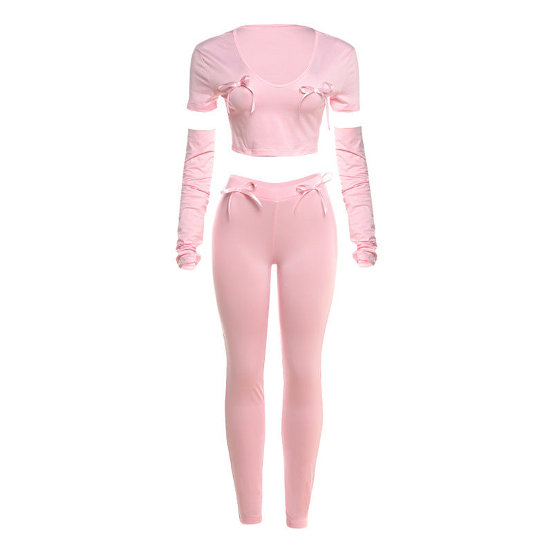 Temperament Leisure High Waist Cropped Suit