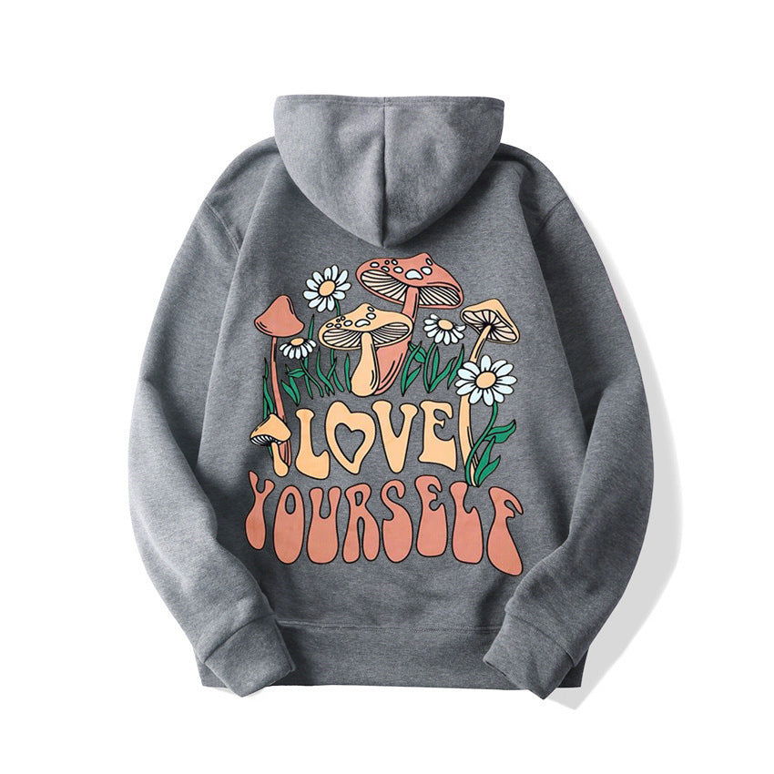 Loose Mushroom Slogan Hoodie