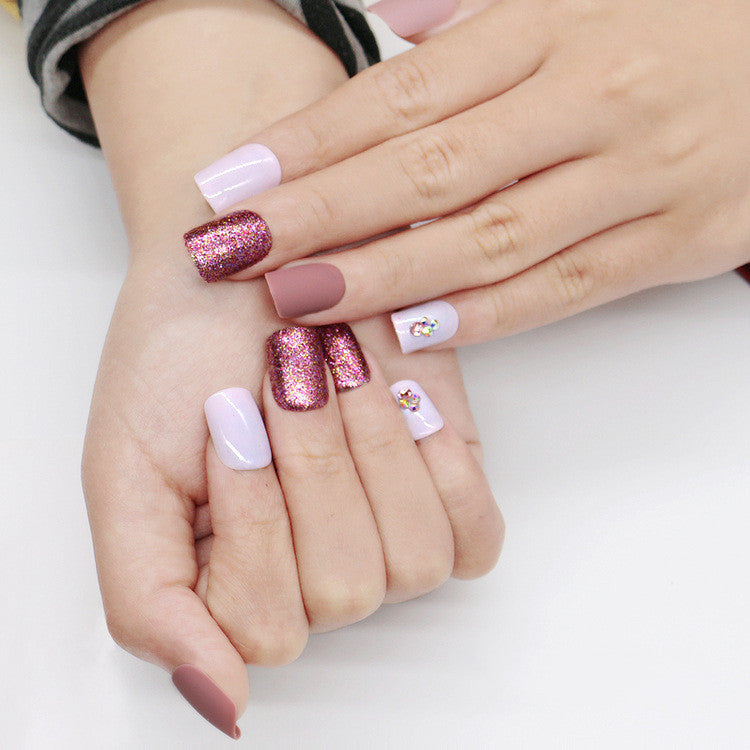 24 pieces matte metallic nails