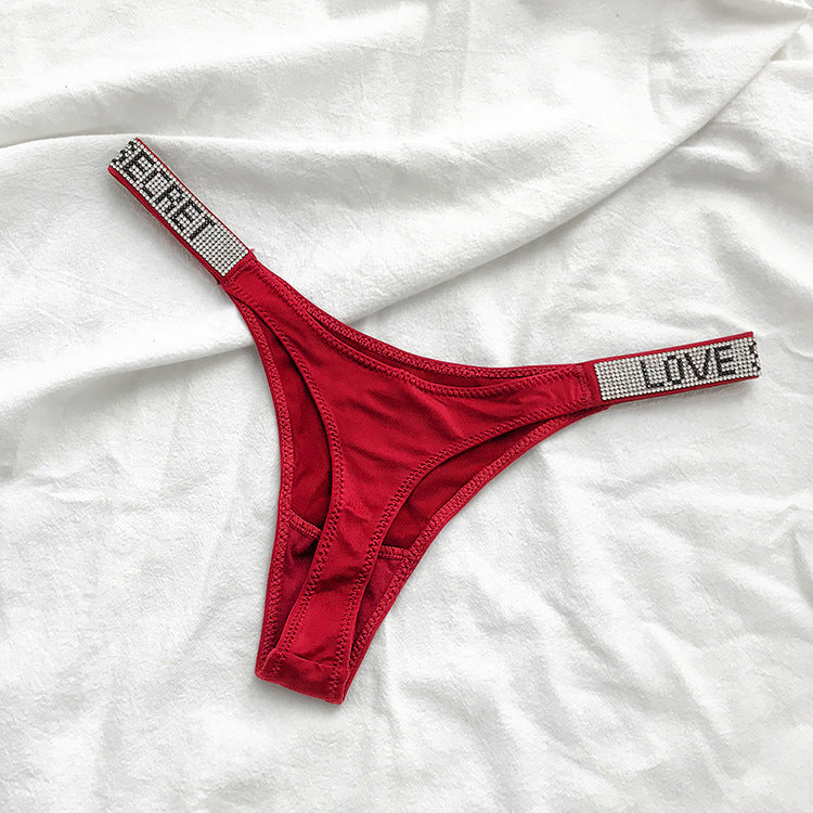 Low Waist Rhinestone G-string