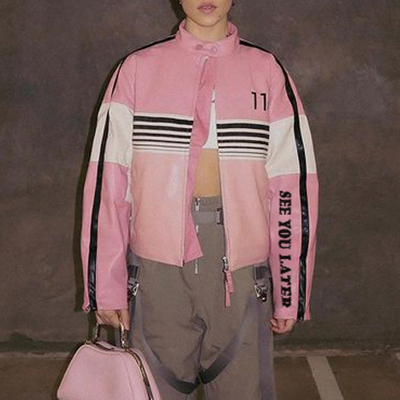 Pink Leather Coat