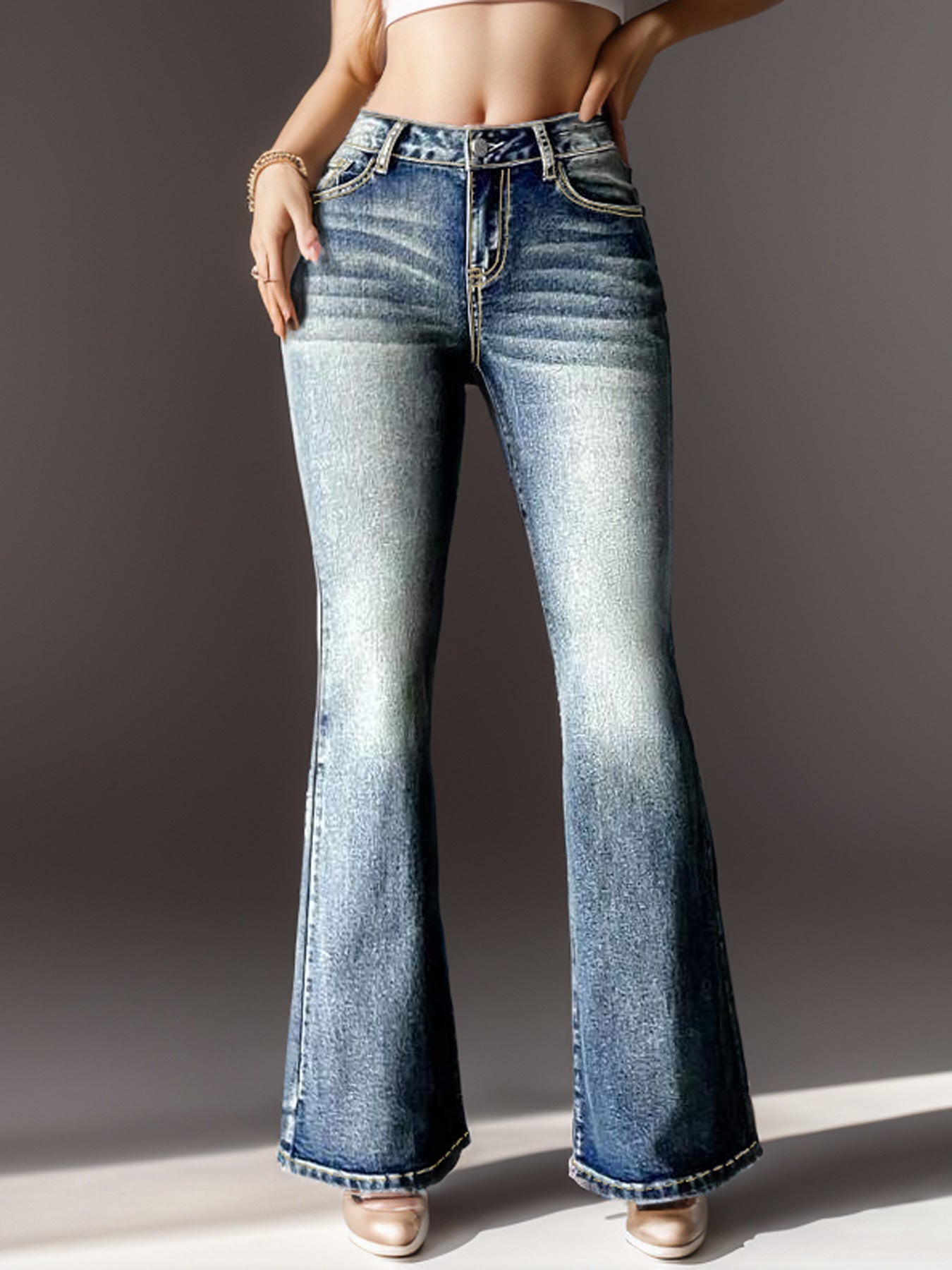 Vintage Elastic Pocket Jeans