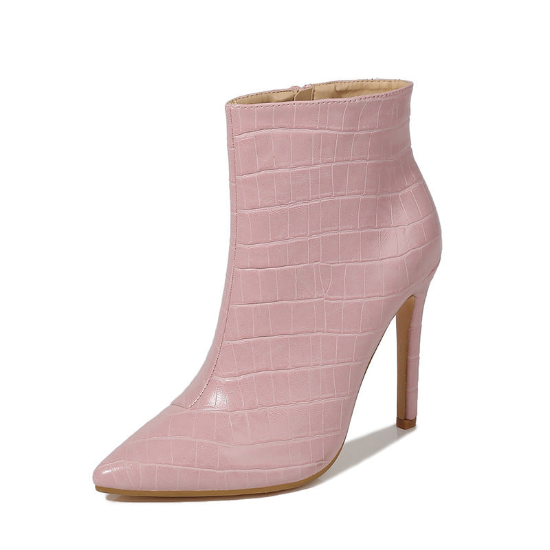 Snakeskin Print Back Zipper Boots