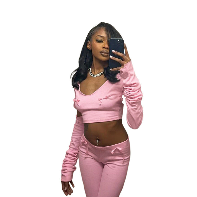 Temperament Leisure High Waist Cropped Suit