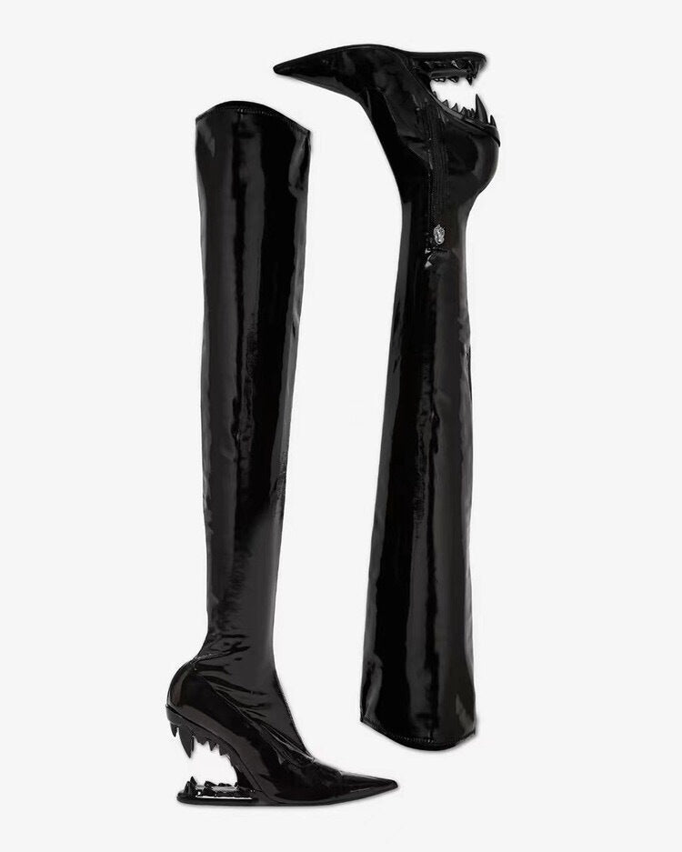 Patent Leather Stretch Boots
