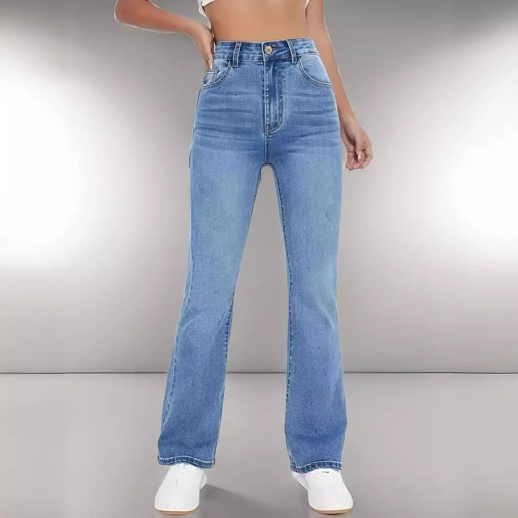 High Waist Straight Slim Fit All-match Stretch Jeans