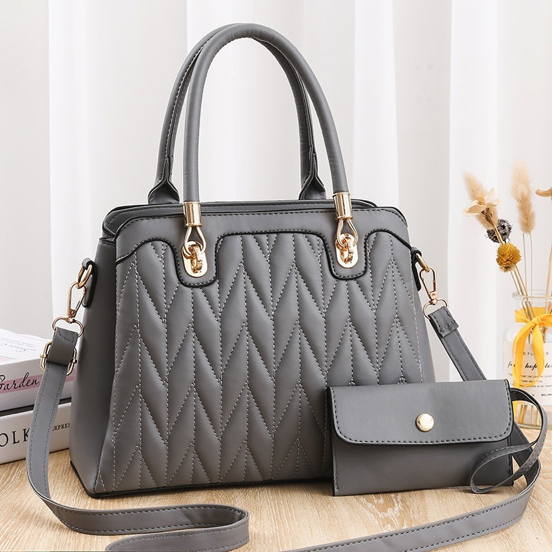Embroidered Diamond Pattern Handbag