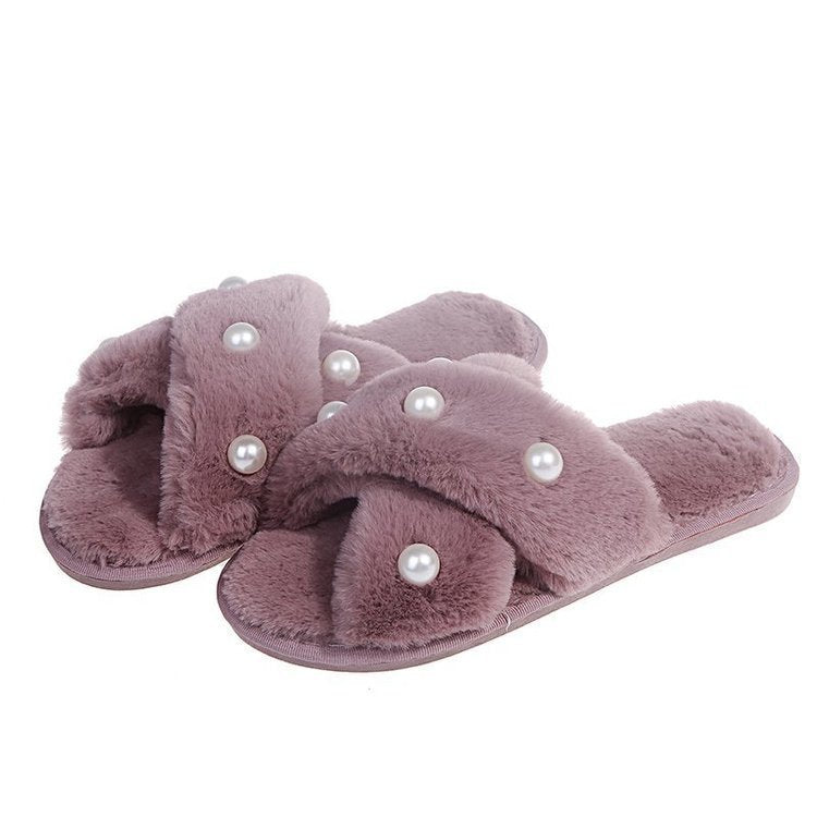 Warm Pearl Cross Slippers