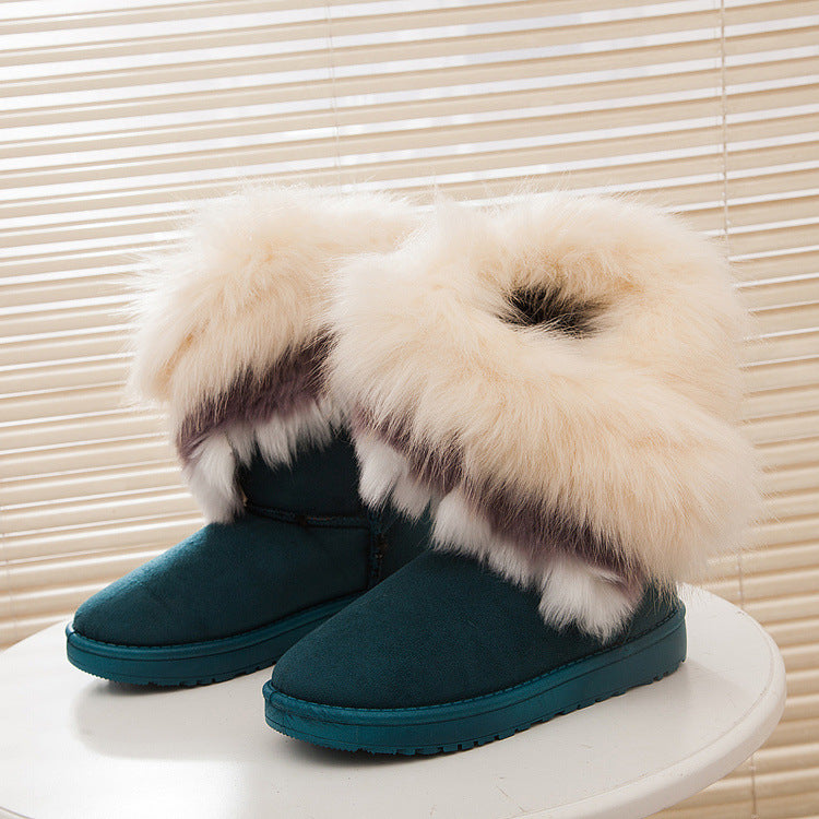 fox fur thick-soled non-slip boots