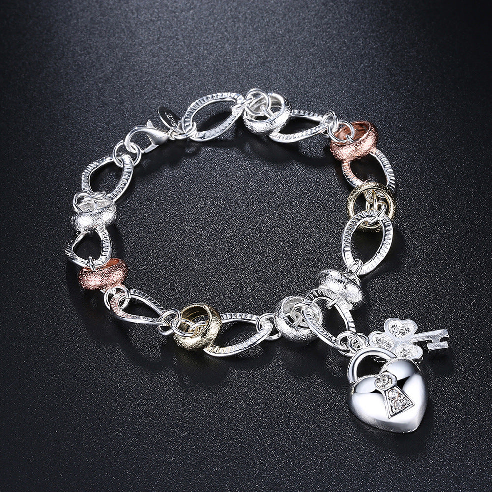 Heart Pendant Flower Bracelet