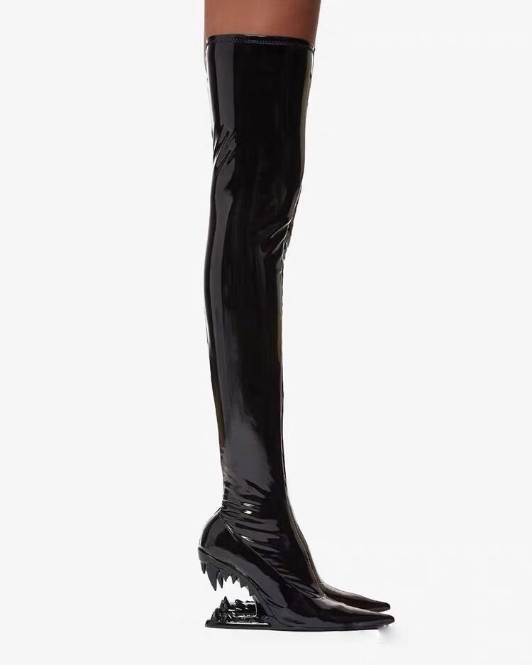 Patent Leather Stretch Boots