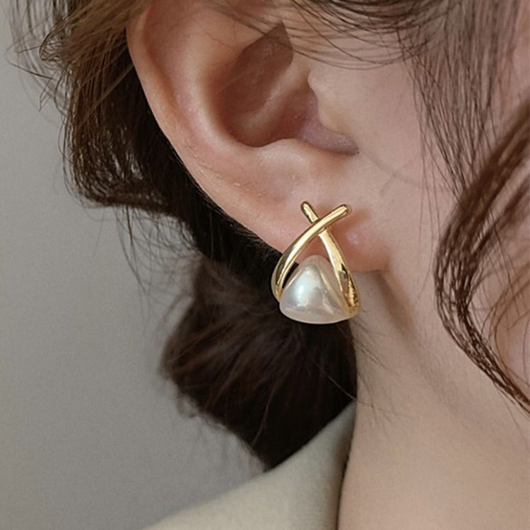 Cross Pearl Earrings