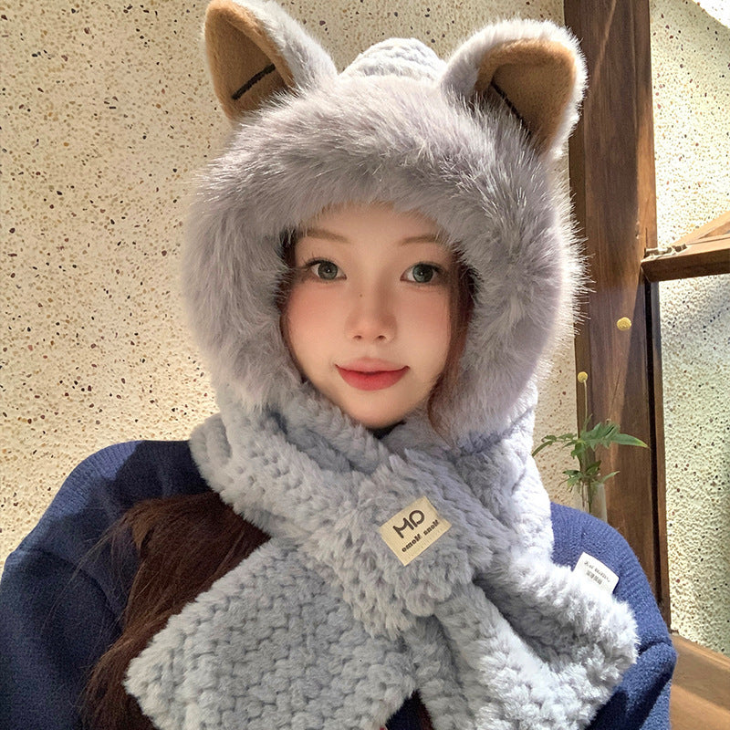 Autumn And Winter Furry Fox Ear Hat