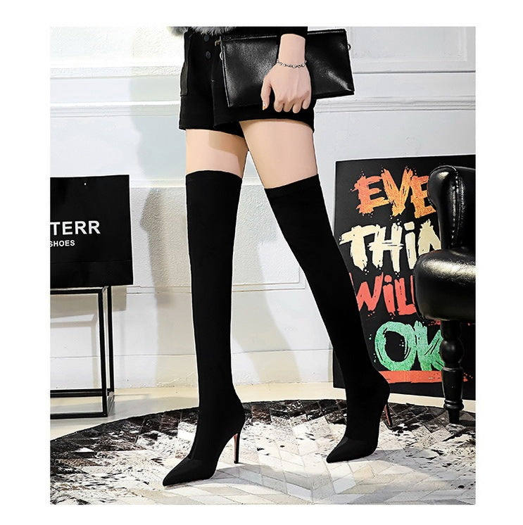 Pointed-toe Over-the-knee Boots